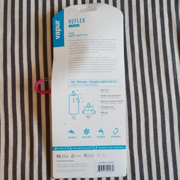 NWT Vapur Reflex Anti-Bottle Foldable Water Bottle - Picture 2 of 8